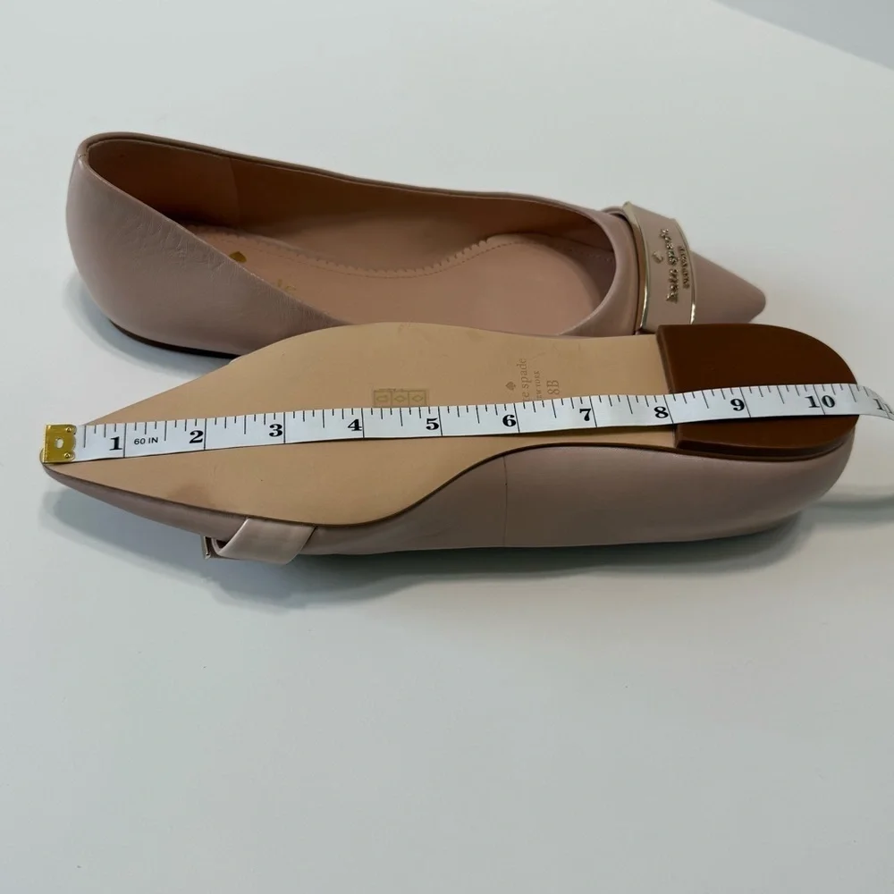 Kate Spade Deneuve Blush Pink Leather Pointed Toe Ballet Flats Slip On Size 8B